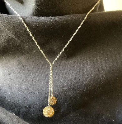 AGATHA, Francia - COLLAR PLATA ESTERLINA Cristal Brillante Pom Pom Bolas En Cadena Foto 1 de 4