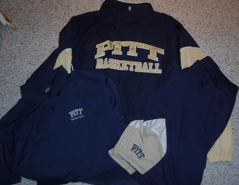 PITTSBURGH PITT PANTHERS BASKETBALL LOT JACKET GOLF SHIRT AND PRO EDGE SHORTS Cover