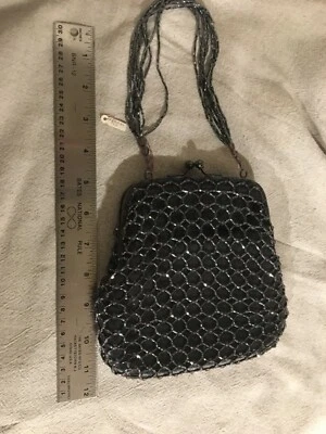 Franchi Black Mesh Evening Purse - Image 1 of 4