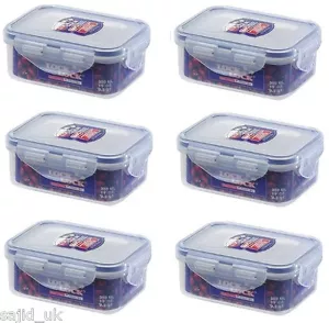 6x Contenedor de almacenamiento de alimentos rectangular con bloqueo y bloqueo 350 ml-137x104x53 mm HPL806 - Imagen 1 de 2
