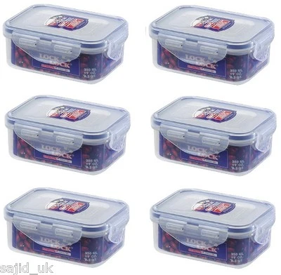 6x Lock and & Lock Food Storage Container Rectangular 350ml-137x104x53mm HPL806 - Image 1 of 2