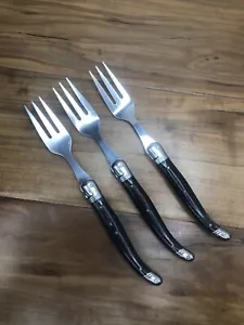 Laguiole Inox Stainless Flatware Dinner Forks Set Of 3 Black Marbled Bone - Picture 1 of 4