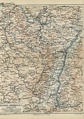 Karte Von ELSASS-LOTHRINGEN, Original-Graphik 1886  • 7.99€