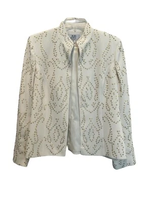 Ivory Evening Jacket Gold Sequins Beaded Open Front Women’s Size 12P NWT Formal - Image 1 of 4