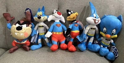 NUEVO CON ETIQUETAS (Juego de 6) Peluche Looney Tunes Superhéroe 7” Bugs Bunny Piolín Superman Batman Foto 1 de 4