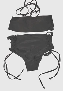 Zaful Nuevo 2 Piezas Negro Sólido XL Bikini Traje de Baño - Imagen 1 de 7