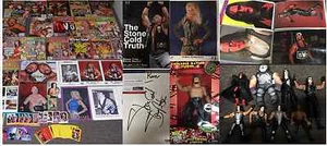 WWE WCW NWO AWA WRESTLING LOT CARDS MAGS Hitman Stone Cold SIGNED Bobblehead VHS - Picture 1 of 12