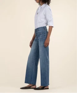 Kut From the Kluth Meg Wide Leg Jeans 12 Button Fly Trendy Light Denim - Bild 1 von 12