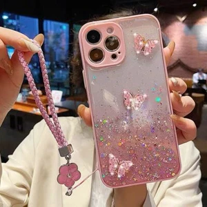 Für iPhone 14 13 12 11 15 16 Pro Max 7 8+ SE Hülle Glitzer Schmetterling Handyhülle - Bild 1 von 17