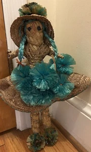 Unique Hand Woven Bahama Straw Market Collectible Long Legs Skirt Doll 18in - Picture 1 of 19