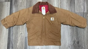 Vintage Carhartt Detroit Canvas Y04 BRN Jacket Red Quilted Lined Youth Size 4T - Bild 1 von 5