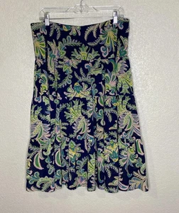 Gonna donna Chaps a strati pull on midi taglia L blu navy paisley ufficio fata - Foto 1 di 8