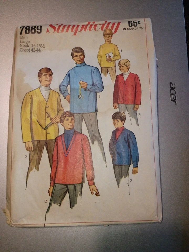 Simplicity Sewing Pattern 7889 Turtleneck Shirt & Cardigan Jackets Vintage 1960s - Image 1 of 4