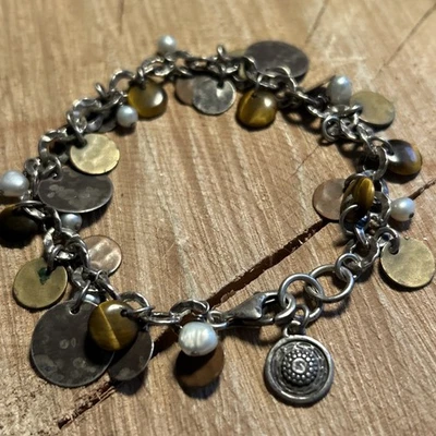 Silpada Sterling Silver Brass, Copper, Pearl & Tiger Eye Cha-Cha Bracelet B1853 - Image 1 of 4
