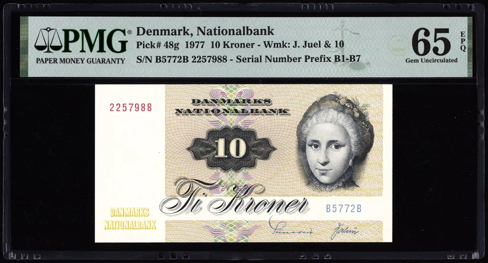 Denmark 10 Kroner 1977 P48g PMG Gem Uncirculated 65 EPQ - Image 1 of 4