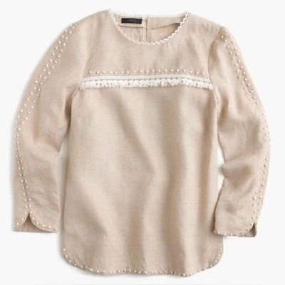J. Crew embroidered linen top cream size 16T - Image 1 of 4