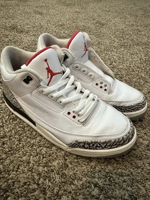 Nike Air Jordan 3 Retro Blanco Cemento 2011 Talla 11 136064-105 Blanco Negro Rojo Foto 1 de 4