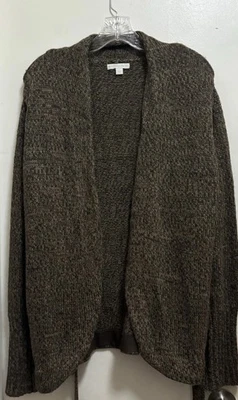 Cárdigan Suéter New York Company Mezcla Lana Marrón Cinturón Tejido Abierto Talla XL Foto 1 de 4