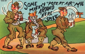 Military Comic Army Men Potent Air Mail Vintage Postcard - Picture 1 of 2