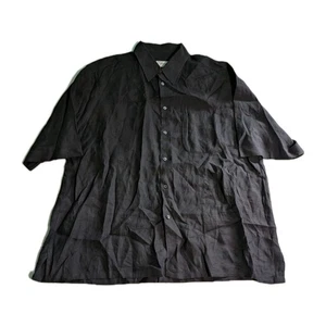 Brioni 100% Linen solid black button Up short sleeve casual shirt Sz XXXL - Picture 1 of 7