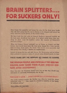 Propaganda alemana original de la Segunda Guerra Mundial - "DIVISORES CEREBRALES... ¡SOLO PARA RETOÑOS!" - Raro - Imagen 1 de 2