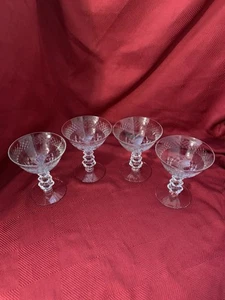 Duncan & Miller Coronet Champagner/Sherbet Kristall Gläser 4er Set EXQUISIT - Bild 1 von 24