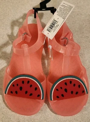 Sandalias de tacón de gelatina con correa en T ROSA #44925 Old Navy para niñas pequeñas TALLA 8 Foto 1 de 3