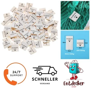 Stoffetiketten "Handmade with Love" – Textil- und Kleideretiketten für DIY 100x - Bild 1 von 1