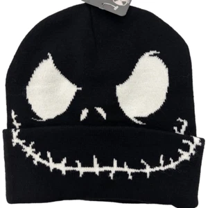 Disney The Nightmare Before Christmas jack skeleton face beanie hat black new - Picture 1 of 8
