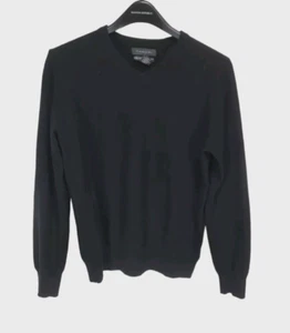 TAHARI PURE LUX 100% CASHMERE Men Size M Black V-Neck Long Sleeve Pullover 111A - Picture 1 of 4