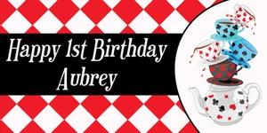 Custom Harlequin Tea Party Birthday Bridal Shower Baby Shower Party Banner - Picture 1 of 1