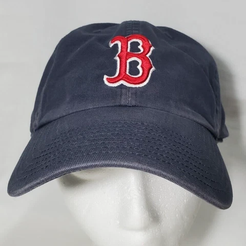 MLB Men Boston Red Socks Navy Large Baseball Cap Hat B Logo 100% Cotton Cover
