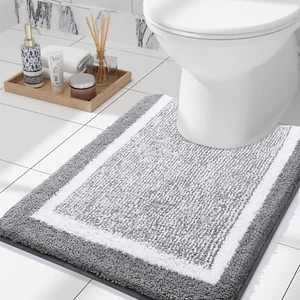 Luxury Toilet Rugs U-Shaped 24X20, Extra Soft and Absorbent Microfiber Bathroom - Picture 1 of 6
