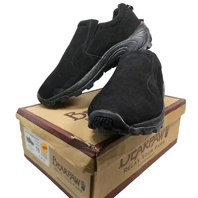 BEARPAW Womens Black Suede Leather Ankle Slip-On Lodge Boots Shoes Size 10 NEW - Image 1 of 4