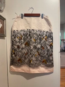 READ ROCHAS Skirt Made In France Euro 38/US 6-8 Silk Lace Cream/Black - Picture 1 of 20