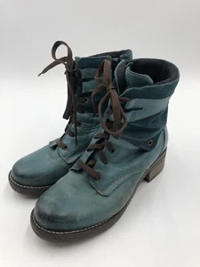 Dromedaris Women's Kara Leather Suede Two Tone Teal Zip Boot Size 8 Us 39 EU - Picture 1 of 11