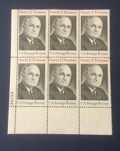 USA Block of six MNH 8 cent stamps , Harry Trueman - Picture 1 of 1