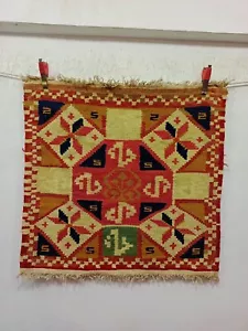 Vintage Gorgeous Hand Woven Swedish Scandinavian Wool Tapestry Weaving Textile - Picture 1 of 15