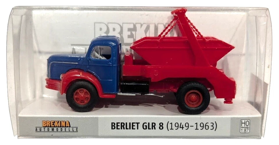 1:87 Scale Brekina 85393 Berliet GLR 8 Skip Loader - Blue & Red - BNIB - Image 1 of 1