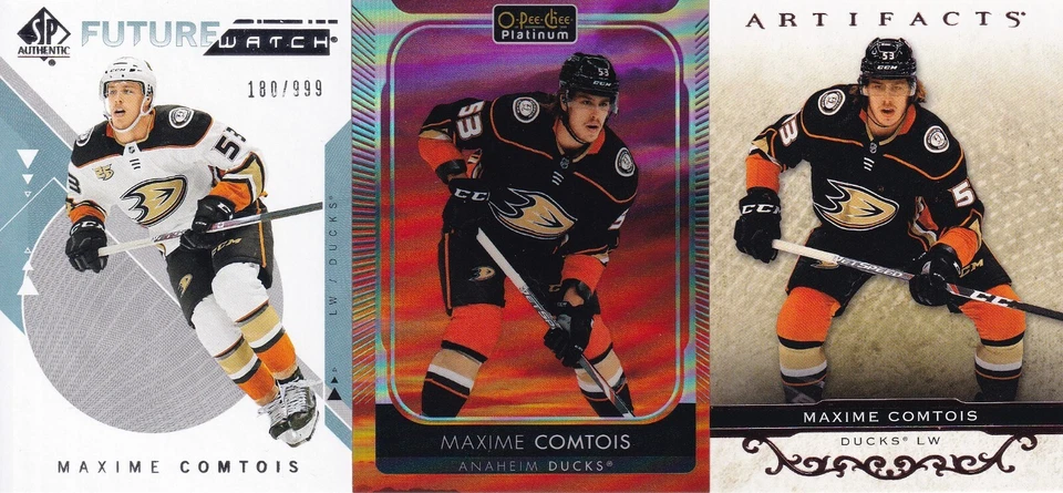 2018-19 UD SP Authentic FW #201 MAXIME COMTOIS  180/999 Anaheim Mighty Ducks +++ - Image 1 of 4
