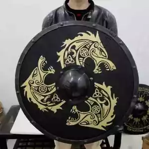 Medieval Shield Viking Shield 30" Wooden Shield Heavy Metal Fitted Designer gift - Picture 1 of 6