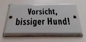 Emailleschild, Emailschild, Schild, Vorsicht bissiger Hund, Hinweisschild, alt - Bild 1 von 5