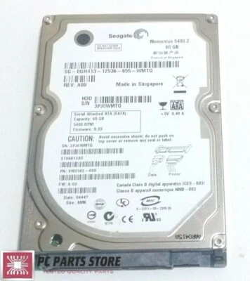 Seagate ST96812AS 2.5" SATA 60GB HARD DRIVE DATE 06447 100349359 REV D PCB PARTS - Image 1 of 4