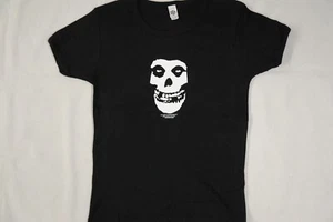 Misfits Klassisch Weiß Totenkopf Damen Skinny T-Shirt Neu Official Band Gruppe - Picture 1 of 3