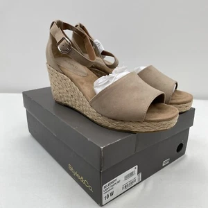 Style & Co. Womens Seleeney Ankle Strap Wedge Sandals Shoes 10 W Light Taupe - Picture 1 of 9