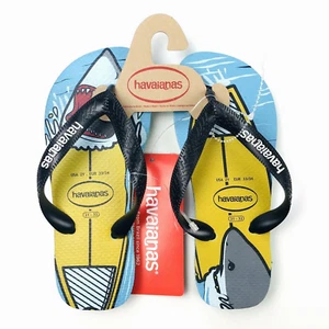 Chanclas Havaianas Niños Azul Amarillo Cojín Plantilla Estampado Tiburón Gráfico Talla 2Y - Imagen 1 de 7