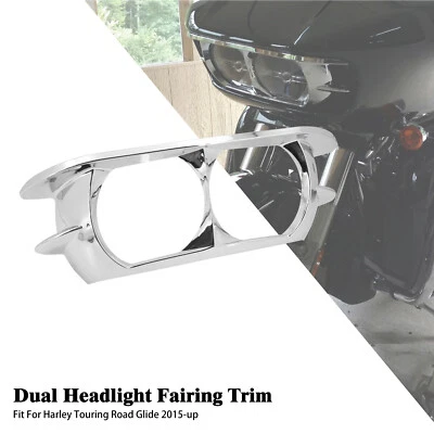 Chrom Dual Scheinwerfer Verkleidung Trim Lünette Finster Abdeckung Für FLTRX - Image 1 of 4