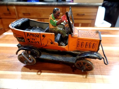 ANTIGUO TAXI DE AIRE FRESCO MARX TOYS HOJALATA CUERDA AMOS & ANDY Foto 1 de 4