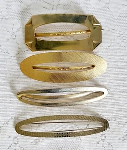 Vtg Goldtone Hair Clips Set Of 4 Unbranded Unsigned Barrette - Picture 1 of 3