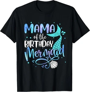 Mama Of The Birthday Mermaid Family Matching Party Squad Gift Unisex T-Shirt - Picture 1 of 4